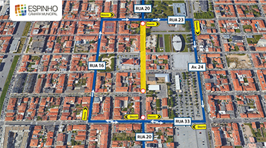 Plano de Sinalização para a Rua 20, para o troço entre a Rua 23 e a Rua 31.